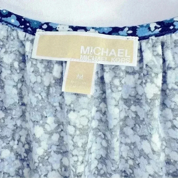 Michael Kors 3/4 Bell Sleeve Ditsy Flowers Cotton/Modal Blouse Relaxed Fit Sz M - Picture 4 of 11